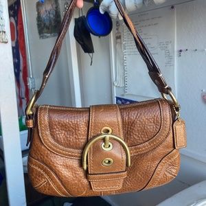 Coach Soft Natural Leather Early 2000s Baguette Bag with Oversized Buckle